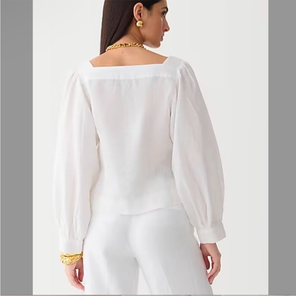 Jcrew Squareneck button-up top in linen - Picture 3 of 8